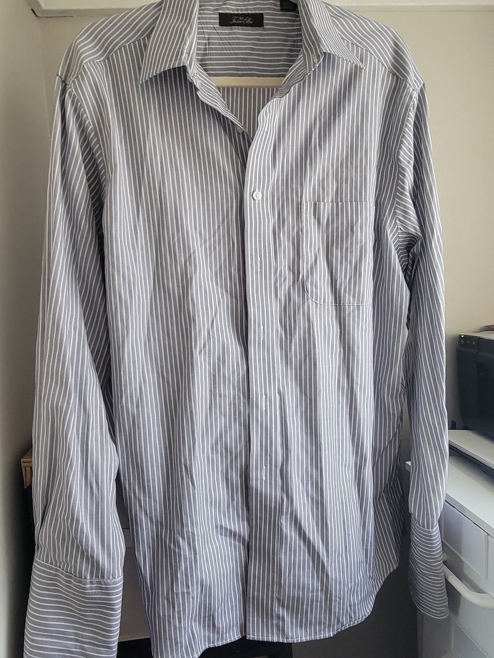 Tasso Elba Gray and White Pinstripe Dress Shirt